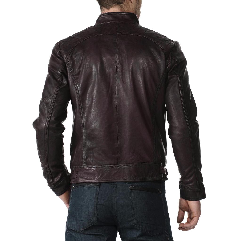 SkinOutfit Men's Genuine Lambskin Brown Leather Jacket Stylish Motorcycle Bomber Biker Outerwear MJ 71