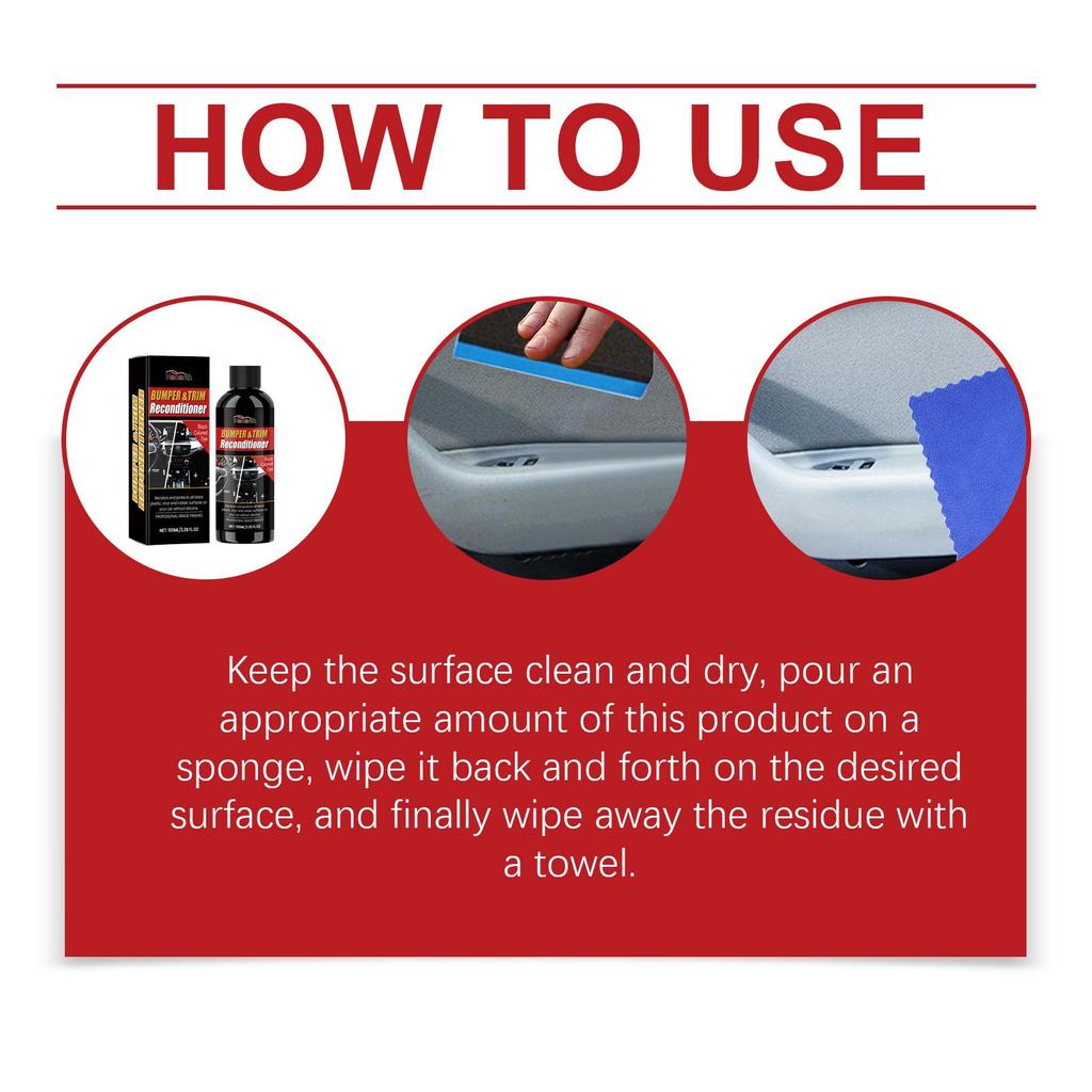 Homonth Automotive Black Plastic Refresher Interior Dashboard Stain Remover Scratch Renovator