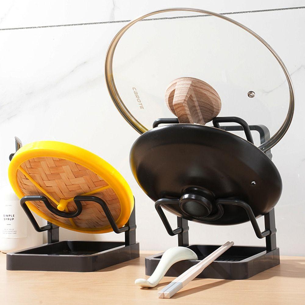 Double Layer Pot Lid Rack Non-slip Large Capacity Pot Lid Organizer Draining Kitchen Storage Rack