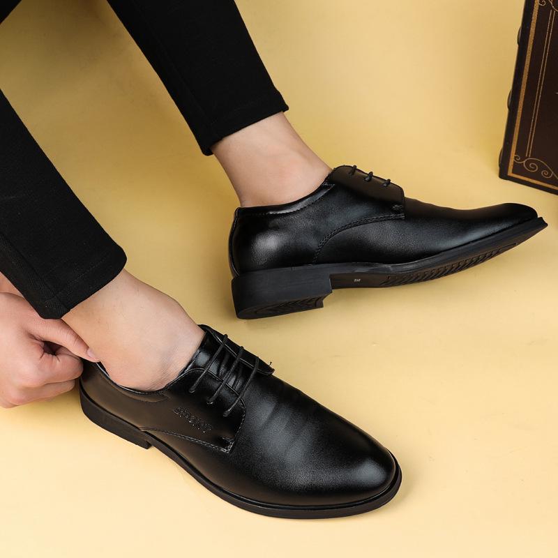 Lace-Up Men'S Business Dress Leather Shoes Daily Casual Men'S Shoes Low-Top Single Shoes