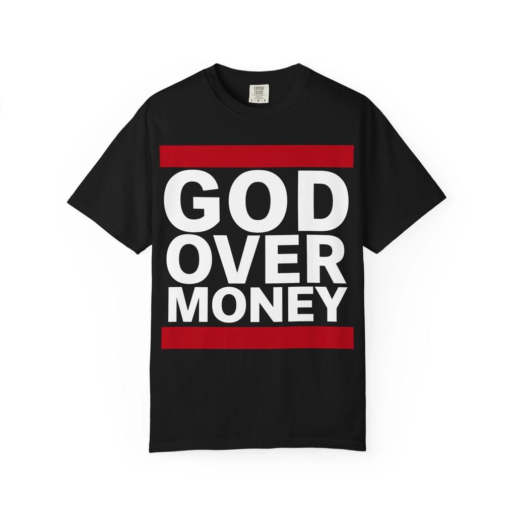 T-Shirt Dio Sopra i Soldi, Maglietta Grafica Unisex Streetwear, Cotone di Alta Qualità Premium