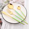 24Pcs Tableware Set Stainless Steel Dinnerware Knife Fork Spoon Dinner Flatware Kitchen Colorful Elegant Black Gold Cutlery Set