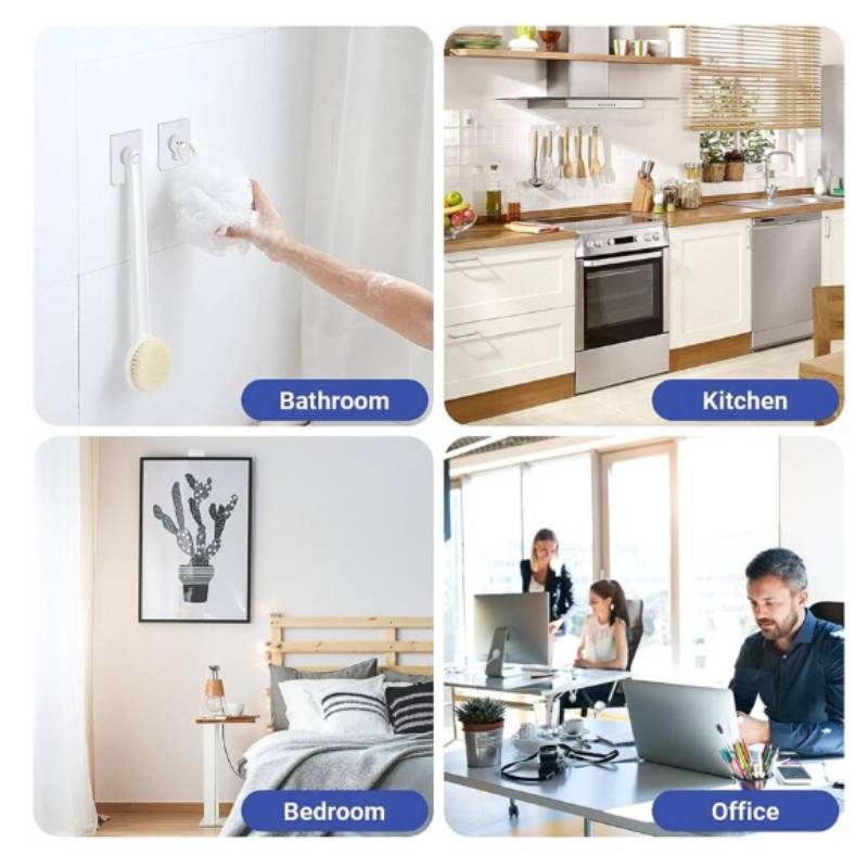 Wall Hooks Adhesive Mounting Acrylic Nodrill Strong Hold For Home Organization