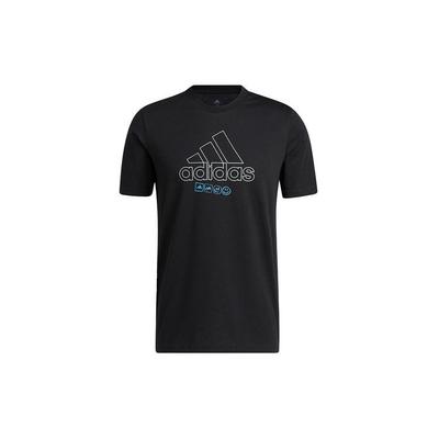 Simple Letter Print Round Neck Sport Casual T-Shirt Men Tops Black IB9430