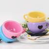 Teacup Tray Silicone Mold with Handle DIY plaster Heart Coffee Cup Saucer UV Resin Epoxy Mold Candle Cup Ceramics Mold Home Deco