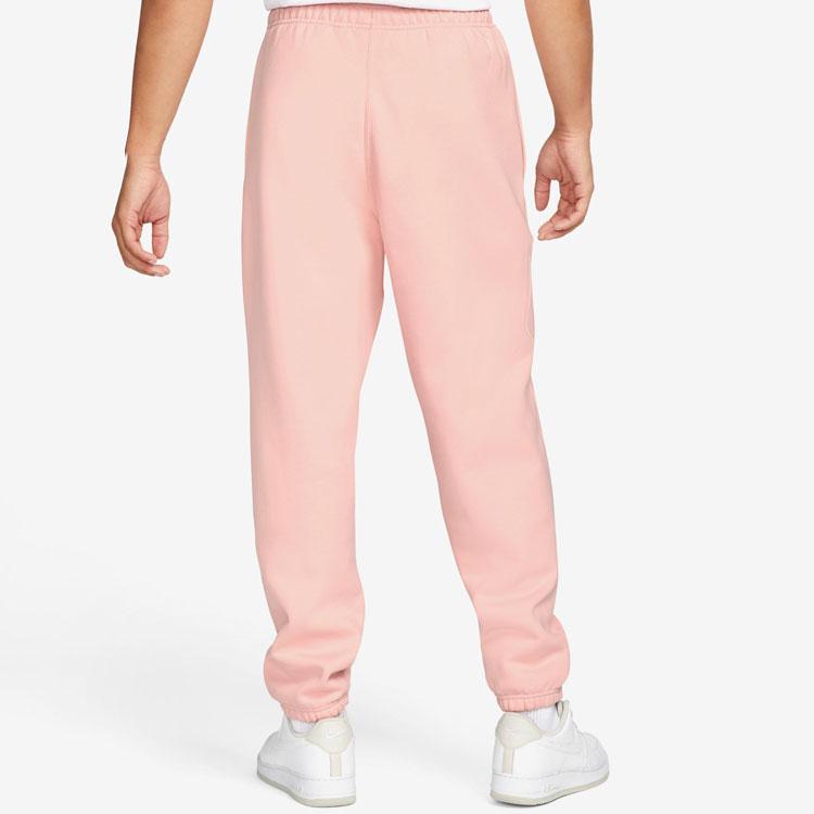 Nike Solo Swoosh Fleece Trousers Bleached Coral/White Men Streetwear CW5460-697