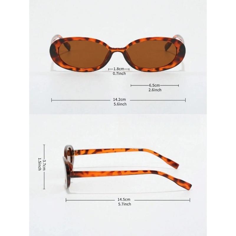 1pc Vintage Fashionable Small Frame Oval Shaped Plastic Sunglasses Outdoor Travel Beach Holiday