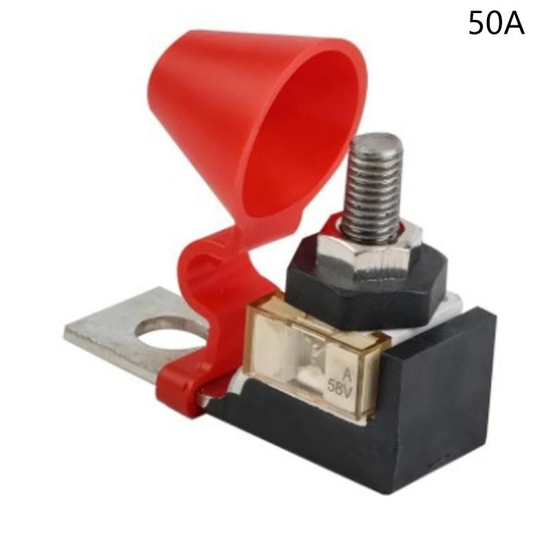 

Комплект блока предохранителей с клеммным креплением M8 30A-300A 58V Кольцевой предохранитель Держатель клемм морского аккумулятора Защита зажигания для лодки, грузовика, дома на колесах 50A