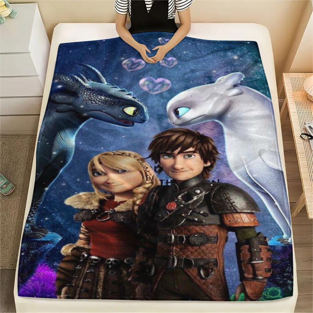 1Pc Dragon Training Print Flannel Blanket, High quality Comfortable for All Seasons, Home Decor, Warmth and Comfort, Perfect for Gifts
