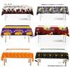 Halloween Fright Night Tablecloth: Pumpkin Ghost Castle Design, Disposable PE Material