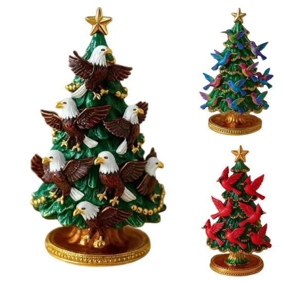 Christmas Ornament Colorful Christmas Tree Resin Display Mold with Bird Decor Living Room Bedroom Home Party Decor