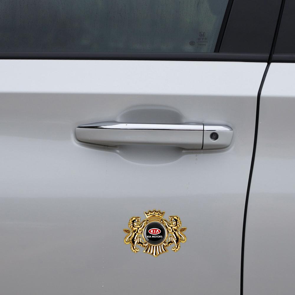 3D Metal Lion Crown Emblem Body Side Fender Trunk Sticker For Kia Sportage Rio 3 Soul Picanto EV6 Cerato Niro Telluride Seltos BY7
