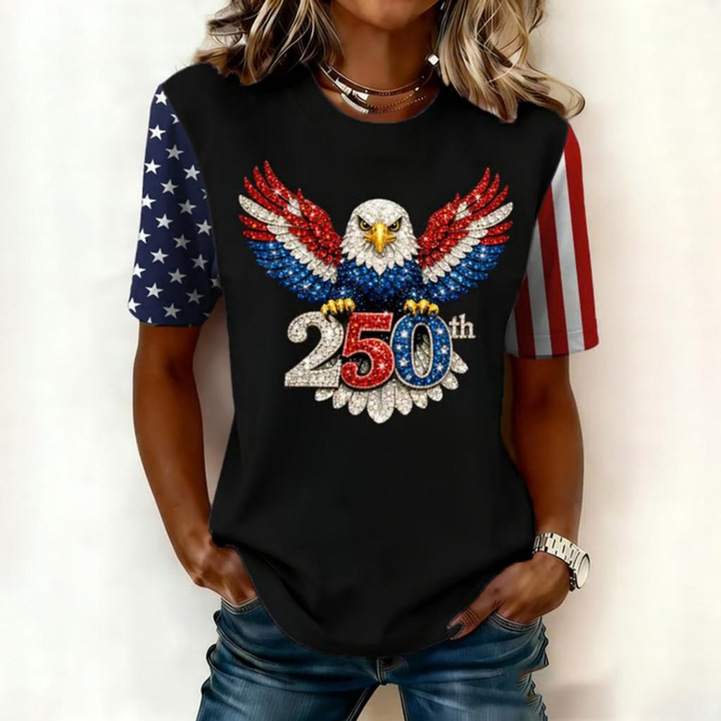 Women's Casual And Fashionable Short-sleeved Printed T-shirt Top