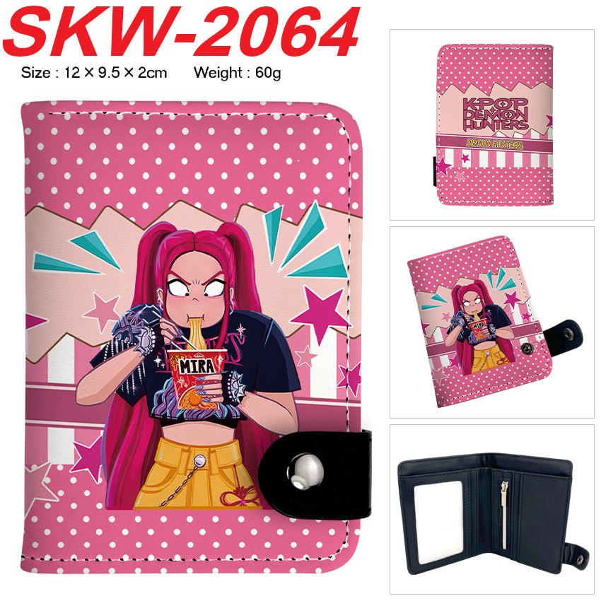 KPop Demon Hunters Wallet Vertical Snap Button Double Layer Card Holder Coin Purse Portable 1pcs