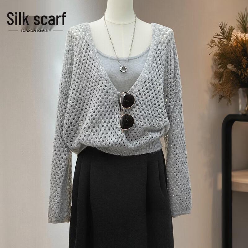 Women s Lamb Wool Blend Hollow Knit Two-Piece Set One Size