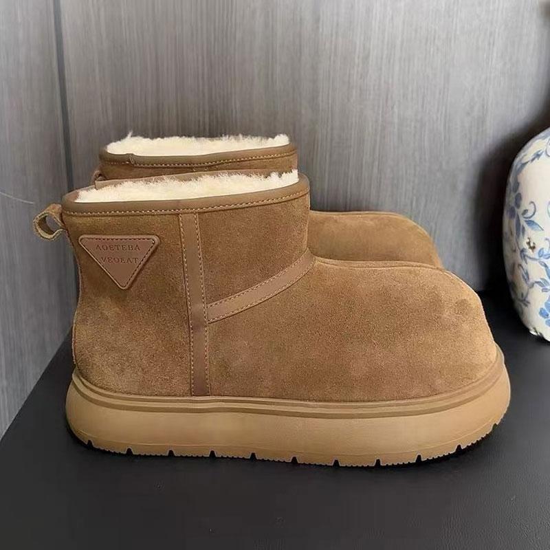 Fashion Fur Chelsea Winter Luxury Women Long Plush Warm Snow Boots Casual Shoes New Suede Ankle Boots Flats Platform Ladies Thick Shoes