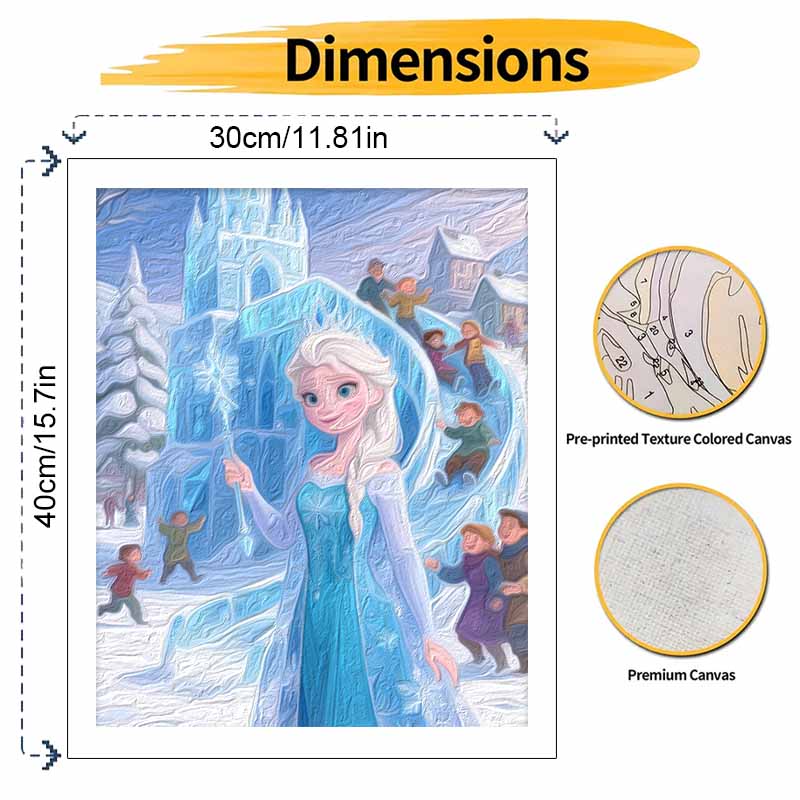Disney Digital Oil Painting Art Kit Snow Queen Ice Castle Handmade Coloring Painting Home Decor