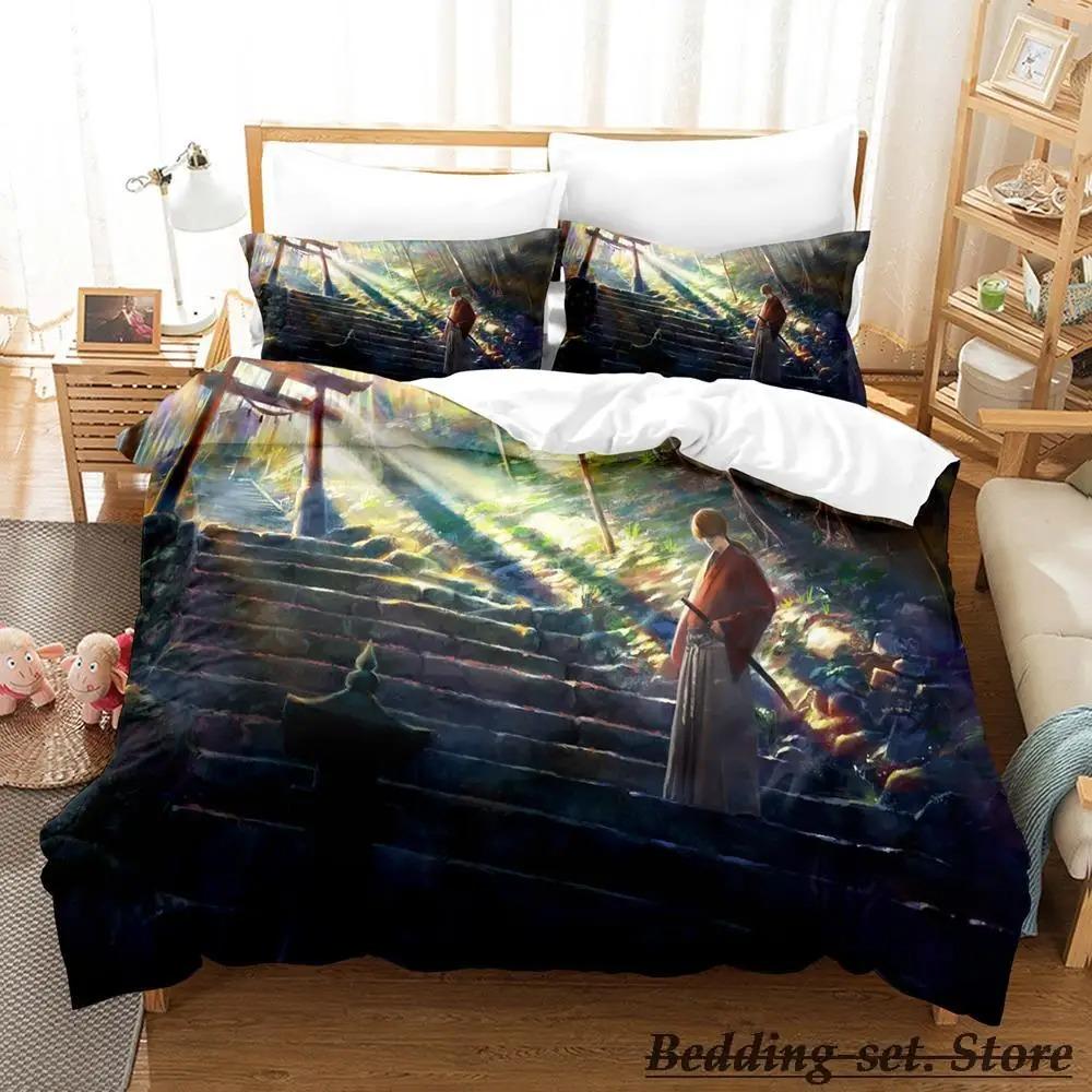 Rurouni Kenshin Bedding Set Single Twin Full Queen King Size Bed Set Adult Kid Bedroom Duvetcover Sets Anime Parure De Lit Bed
