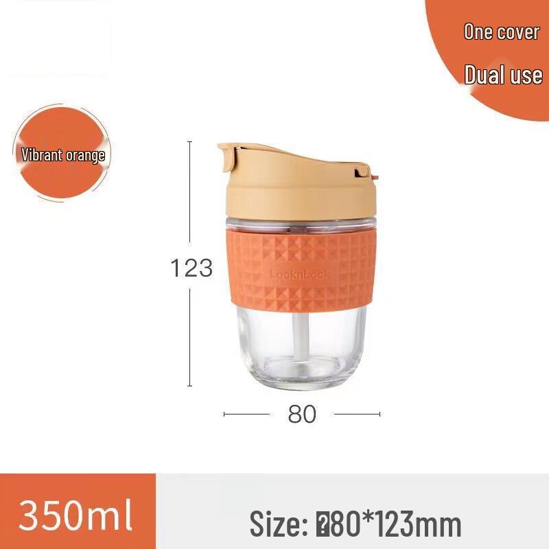 LOCK&LOCK Bobo Portable Borosilicate Glass Coffee Cup with Straw