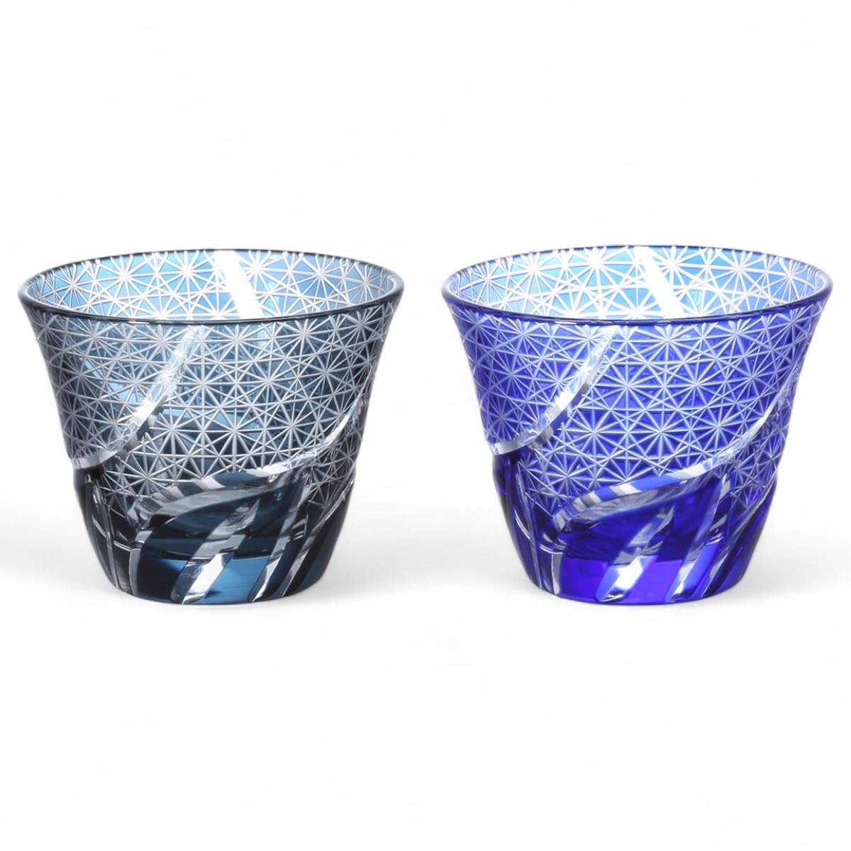 

Mizukage Kiriko Pair of Glasses for Cold Ranbori Komon Ink Blue Blue with Bottom Beautifully Current Model J-kitchens Tea, 76xH60mm, 100cc, (Small