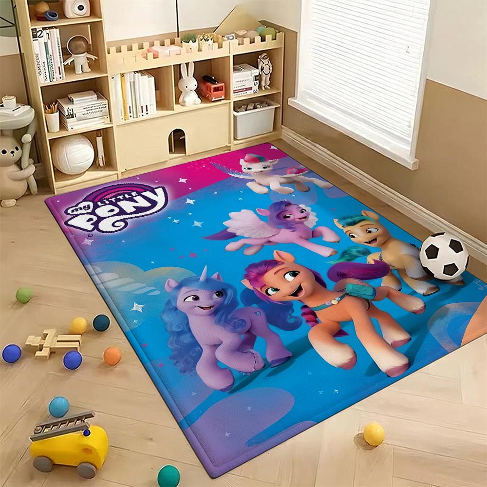 Magical Friendship Pony Gang Theme Rug Soft Nonslip Carpet For Bedroom Study Home Decor Holiday Gift