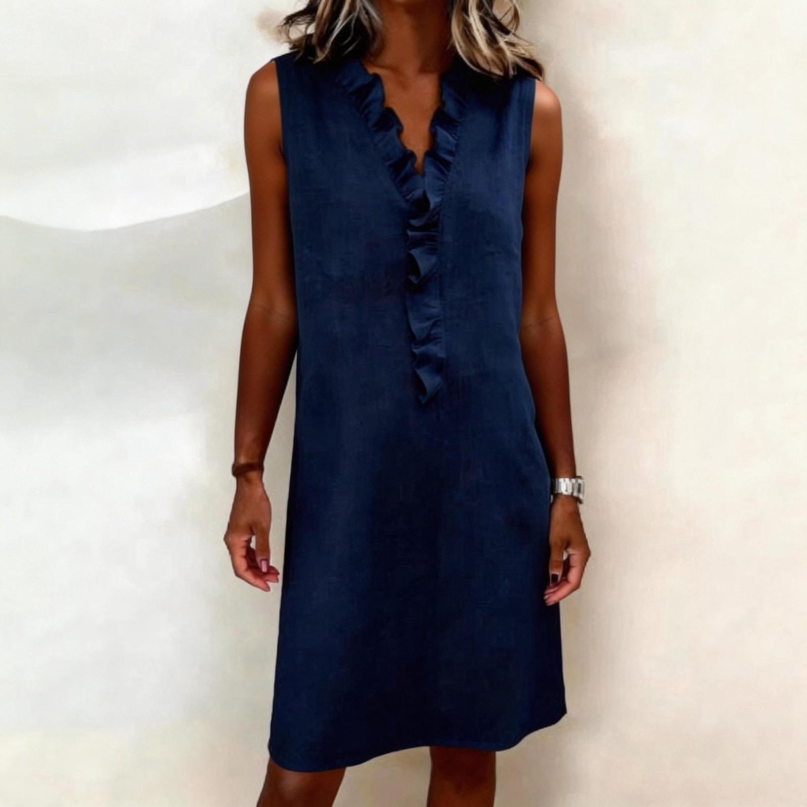 

Women s Fashionable Casual -color Dress XL тёмно-синий