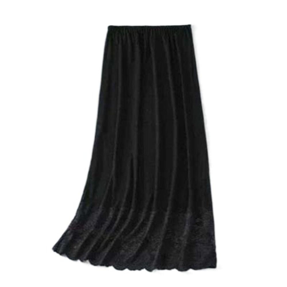Netzblume Damen Spitze Langer Unterrock Einfarbige Hohe Taille Futter Unterrock Damen