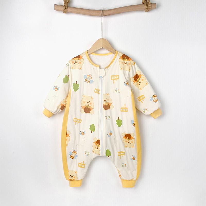 Kids Cotton Warm Sleeping Bag With Legs Winter 3-8 Years Old Toddler Sleepwear Anti-Kick Belly Protection