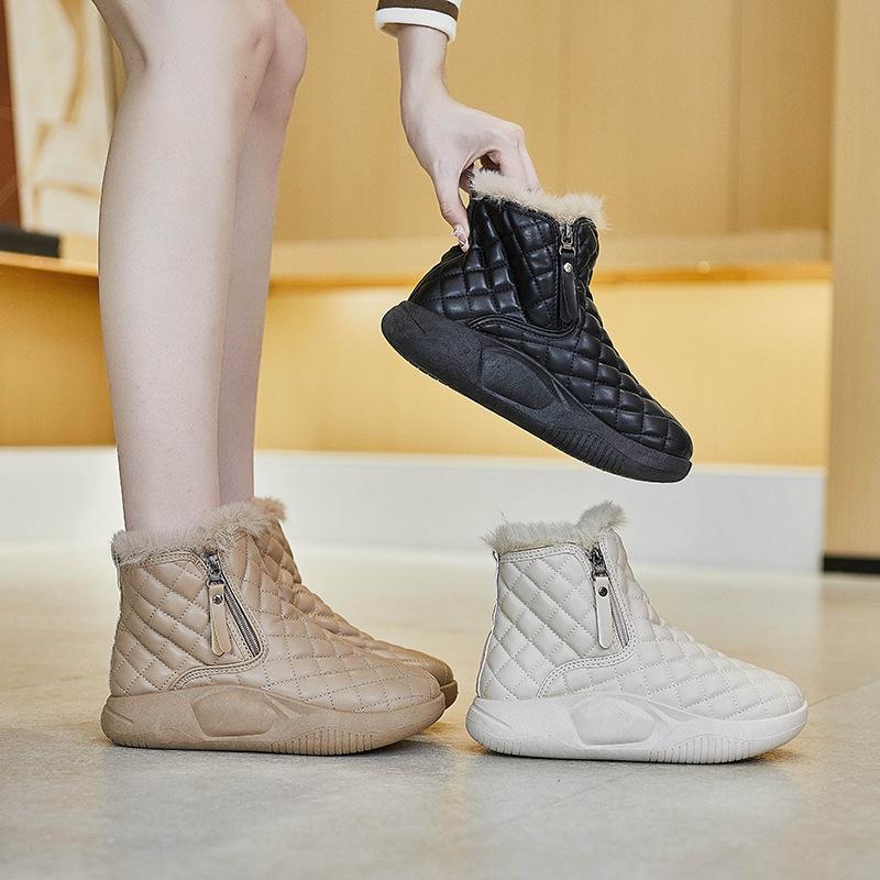 Fleece High-top Snow Boots for Women 2025 Winter New Student Ins Korean Version of Thermal Casual Shoes Cotton Shoes XXXC527