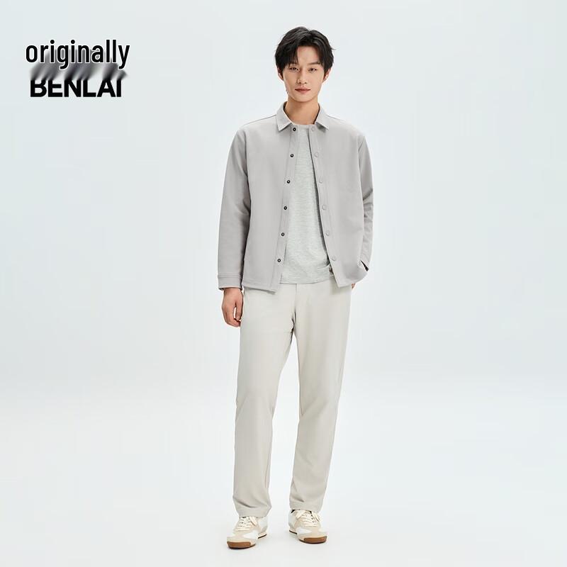 Benlai Men's Fleece-Lined Casual Long-Sleeve Shirt