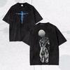 Ghost In The Shell Print Men Women Oversize Y2k Short Sleeve Vintage Sci-fi Japanese Cartoon Washed T-shirt Femael Male Clothing
