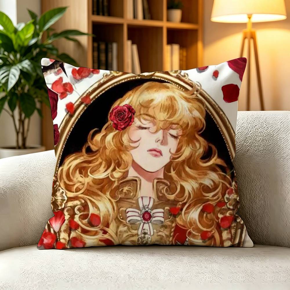 VVintage French Rococo Manga The Rose of Versailles  Pillow Case Square DoubleSided Sofa Cushion Cover Bedroom Bedside Pillow