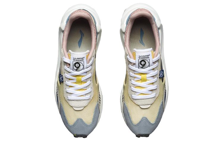 Li Ning Square Running Shoes Women's Yellow Blue Gray AGCR034-4