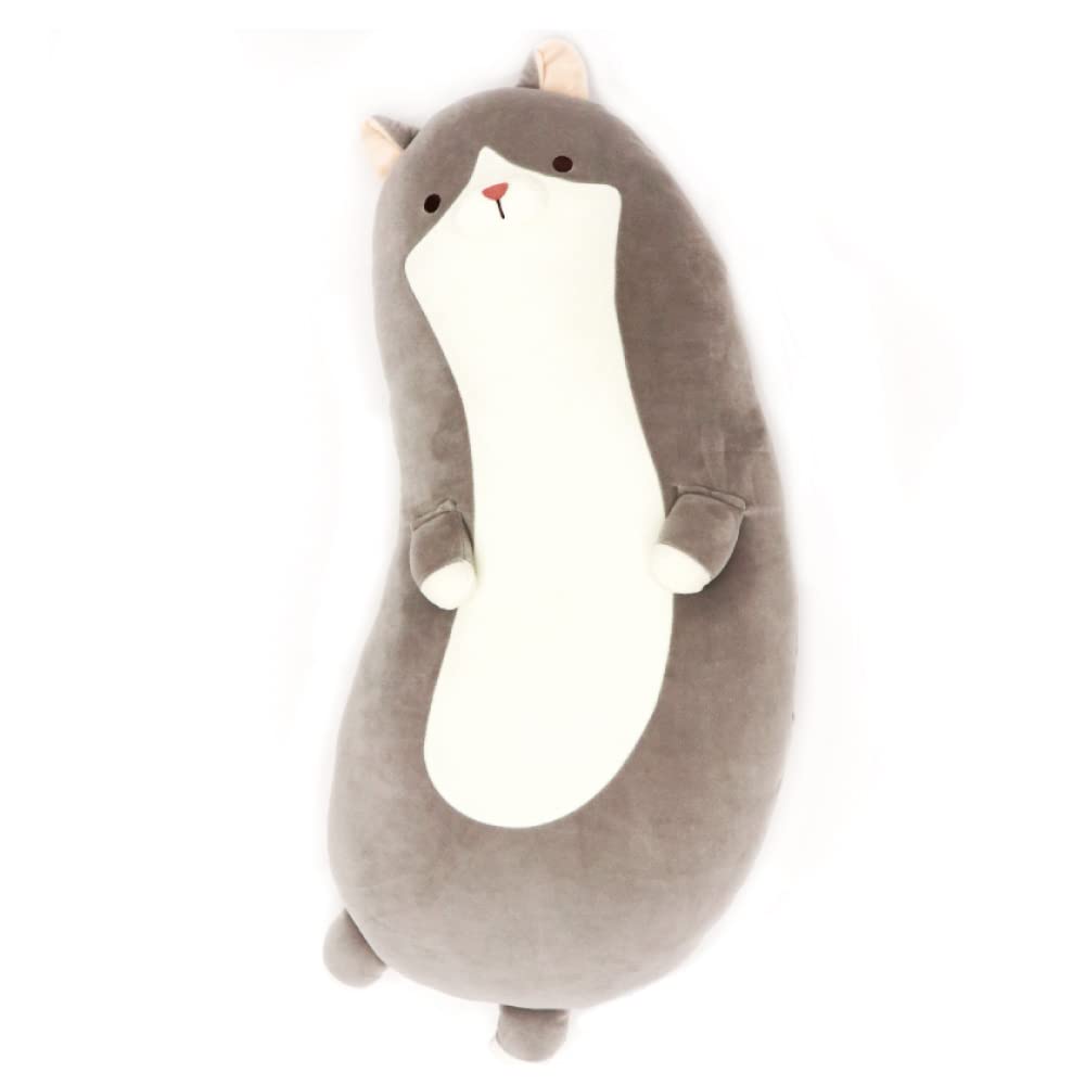 

Hiro Corporation Heat Storage Hug Pillow Hot Water Bottle Cat Plush Rechargeable Toy, Cute, Warm, серый