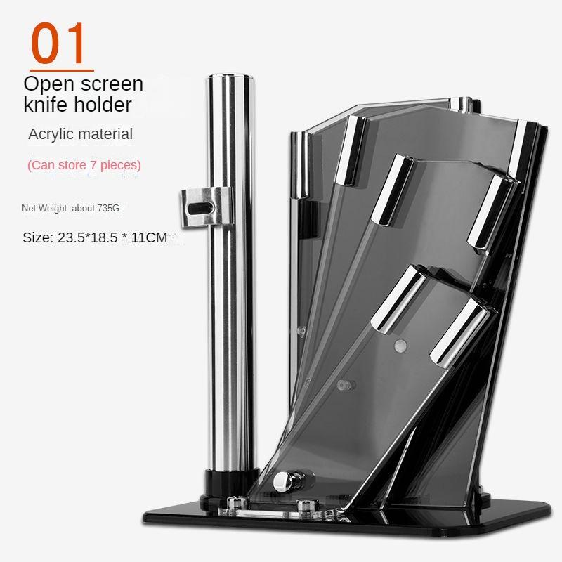 Akrylátový stojan na nože pro domácnost Kuchyňský vějíř Průhledný multifunkční úložný stojan na vysoké úrovni Nůž na řezání kostí Stolní držák na nože