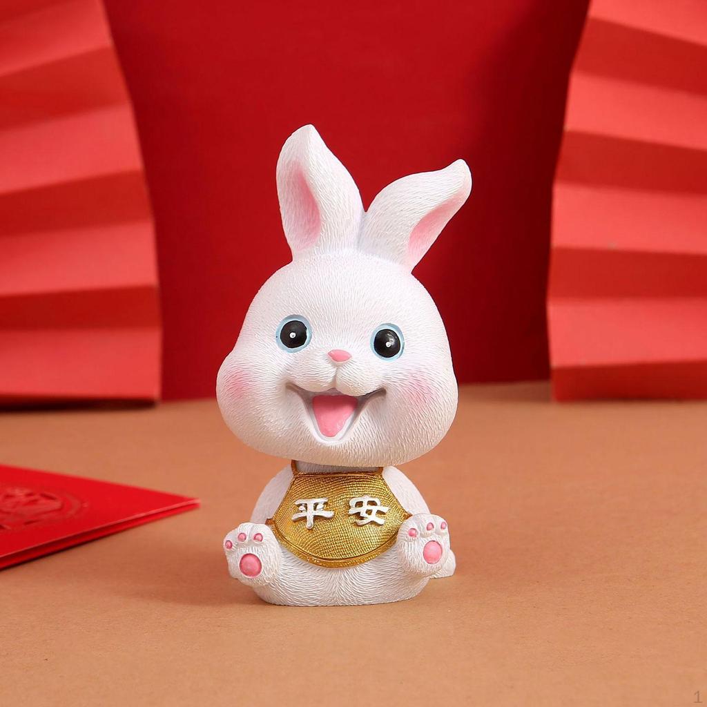 Statue Bunny Small Figurine for Office Cake Toppers Home Decor