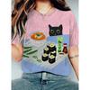 Anime Cat Samurai 3D Print Vintage Graphic T-shirt Women Fashion Casual Oversized Short Sleeve Tops Tees Ladies Clothes Animal