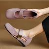Vintage French Matte Inner Heightening Round Head Flat Bottom Mary Jane Women's Shoes Soft Leather Soft Sole Comfortable Ballet Single Shoes Women