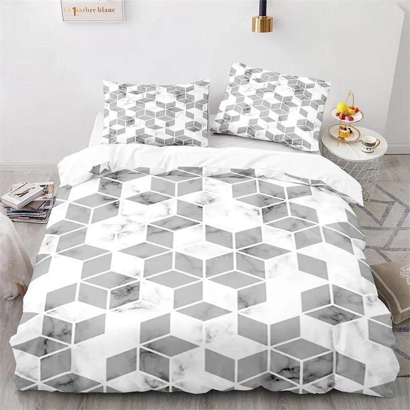 

Marble Soft Duvet Cover Ful King Microfiber Geometric Beding Set Abstract Triangle Warm Comforter Cover For Kid Adult People Ten Bedrom Decor 135*200cm Eu-Single