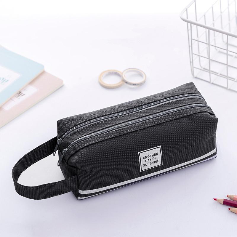 Custodia Multiuso a Colore Uniforme, Borsa Grande Portatile per Penne, Matite e Cosmetici