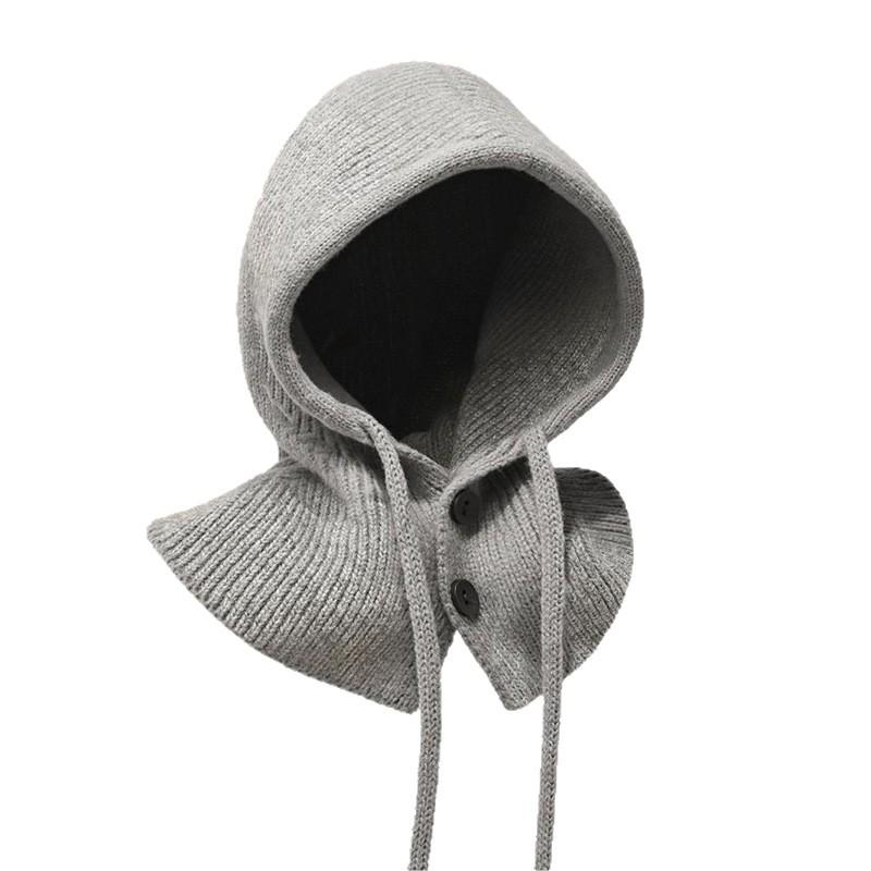 Korean Style Shawl Knitted Hat for Women Fashionable and Stylish  Adjustable Autumn and Winter Simple Warm and Ear Protecting Fake Collar Raffia Hat