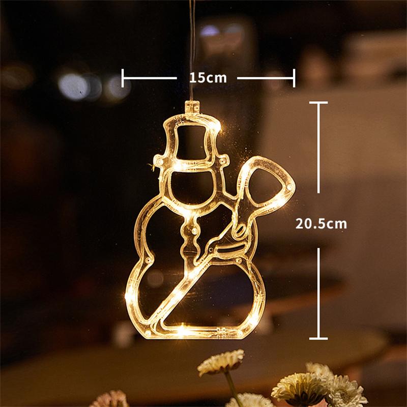Christmas LED Light Snowflake Santa Hanging Sucker Lamp Window Ornaments Decoration for Home Xmas Navidad 2025 New Year Decor