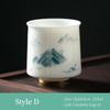 110ml Lamb Fat Jade Ceramic Tea Cup Hand Painted White Porcelain Kung Fu Tea Set