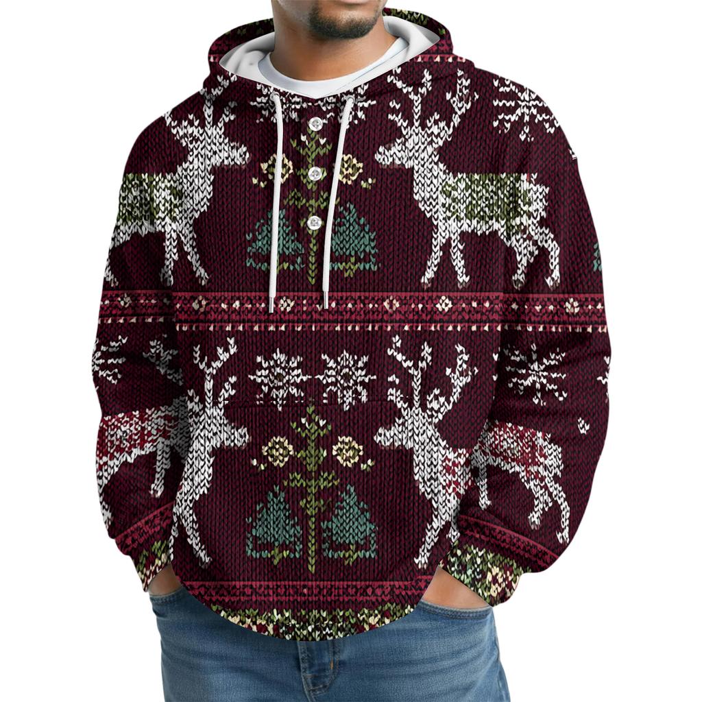 Men's Knit Hooded Sweatshirt Casual Long-Sleeve Sweatshirt