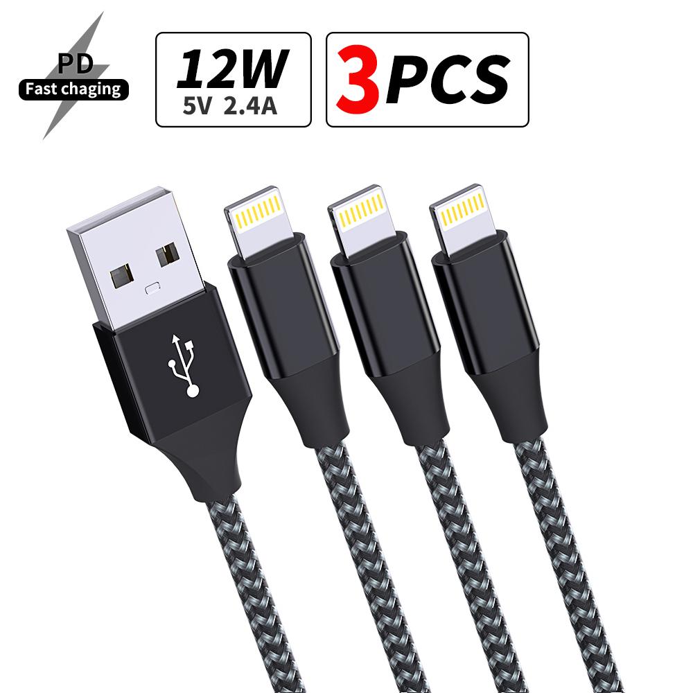 Certified 3PCS 1PC10FT USB A To Lightning Cable For iPhone 14 13 12 X XR Fast Charging Cable Charger Data Wire Cord