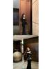 Women's Black One-Shoulder Lace Patchwork Long Sleeve Bodycon Dress for Spring/Autumn