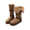 Long Tube Two Wear Flanged Snow Boots Winter New Piled Thickened Cotton Boots Warm Fluffy Cotton Shoes