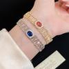 Cai Hua Ying Wan French Style Cubic Zirconia Square Hollow Bracelet – Retro Elegant Hand Jewelry