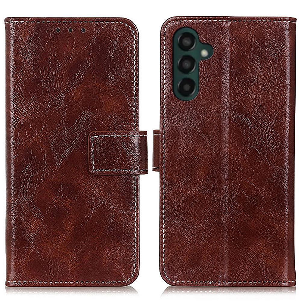 

Vintage Crazy Horse Texture Case for Samsung Galaxy A55 5G Magnetic PU Leather Stand Cover Brown
