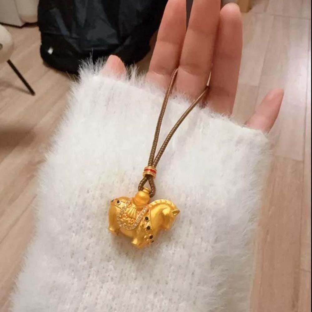 Luxury Zodiac Horse Necklace Orichalum Plating Golden Horse Pendant  New Year Blessing